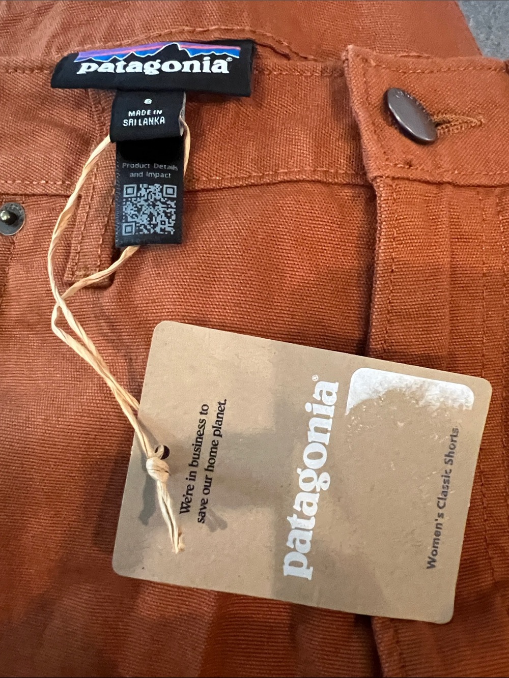 Patagonia Women Classic Shorts SZ 8 Robin Brown Organic Cotton 3.5” Inseam NWT - Picture 6 of 7